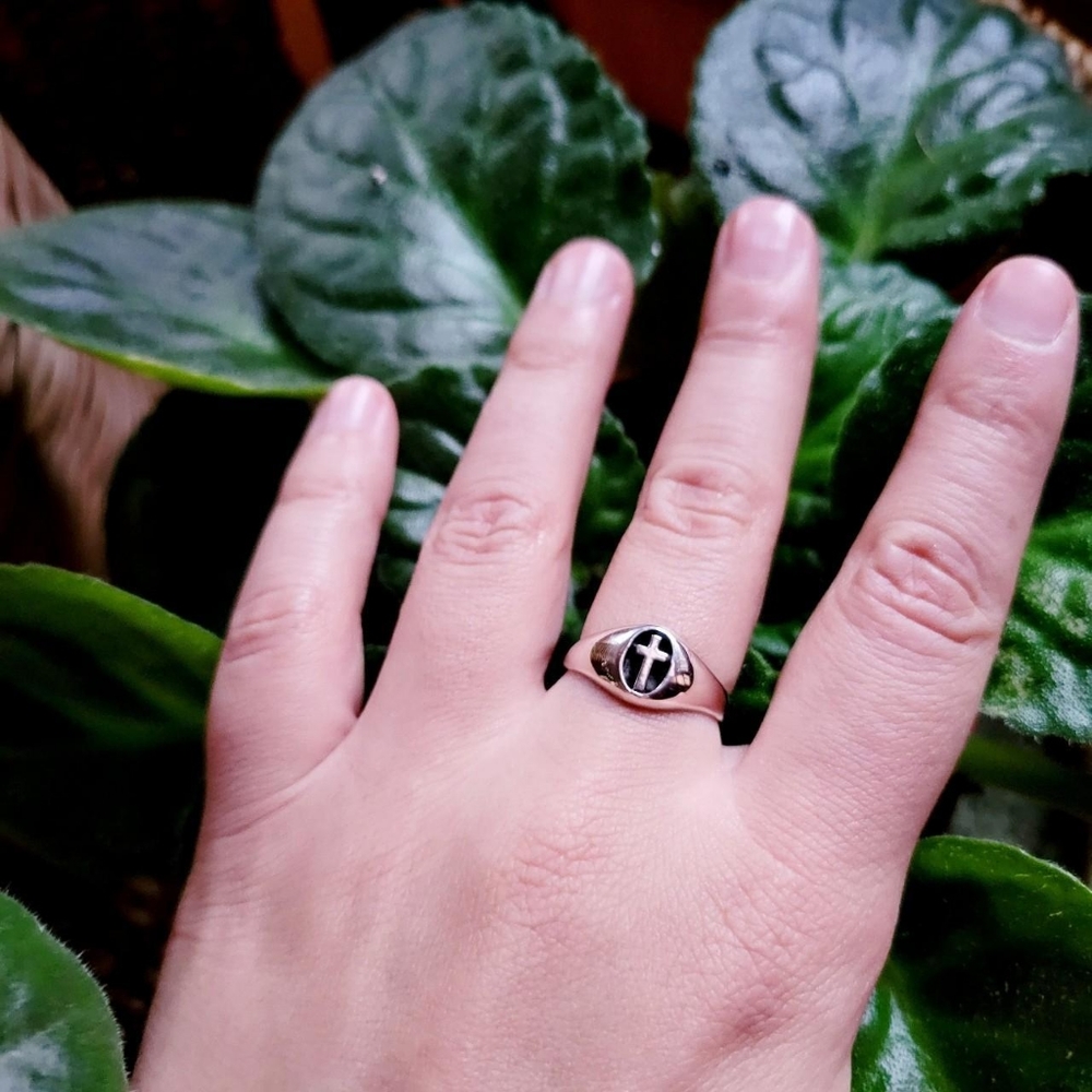 New Solid 925 Sterling Silver Cross Ring - image 2